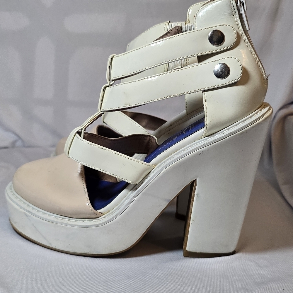 Jeffrey Campbell Platform Chunky Heel Round Toe Ankle Strap Shoes, sz 10